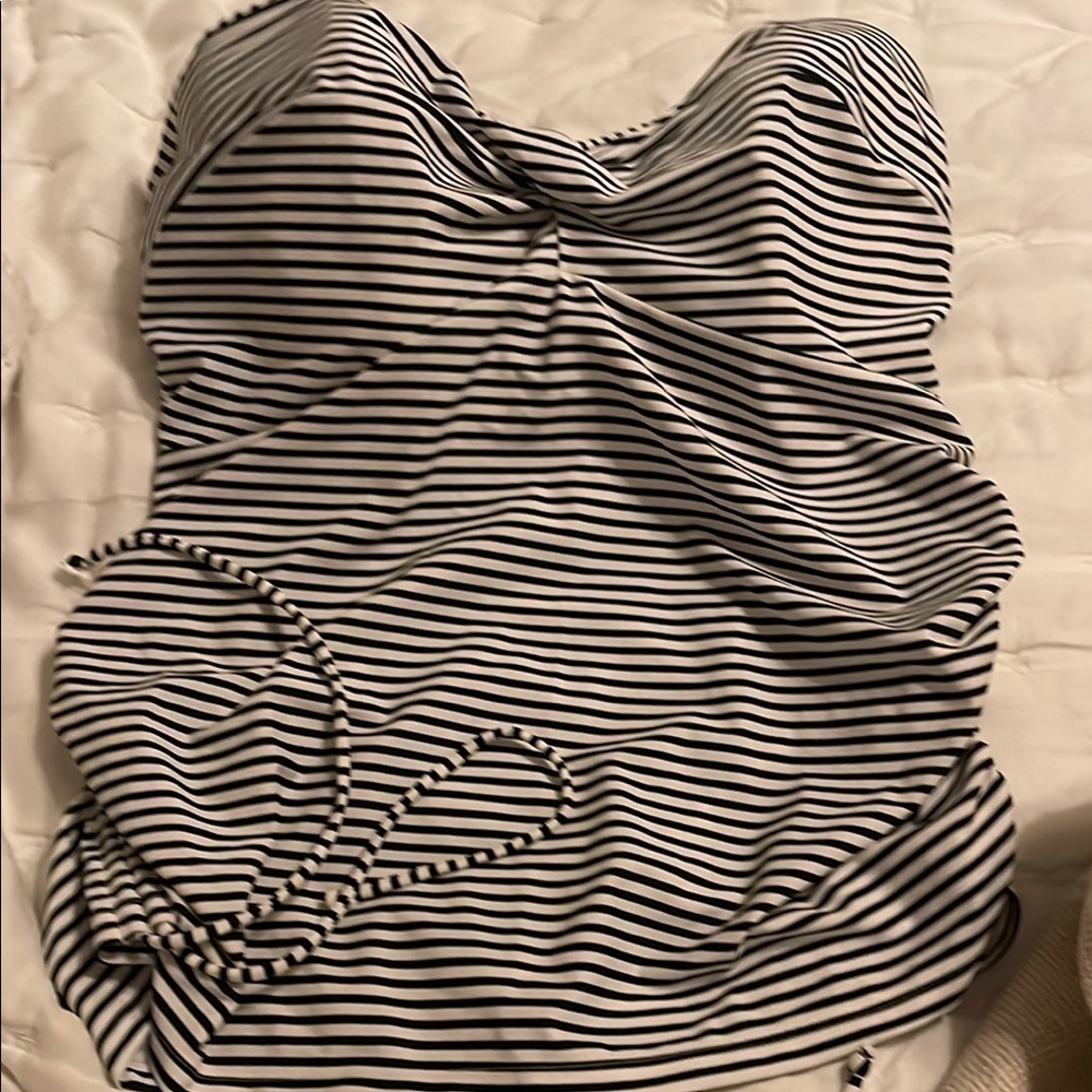 Panache Black and White Striped Swimsuit 38FF